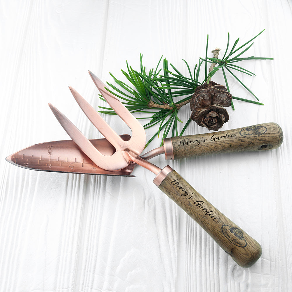 Personalised Luxe Copper Trowel and Fork Set - treat-republic