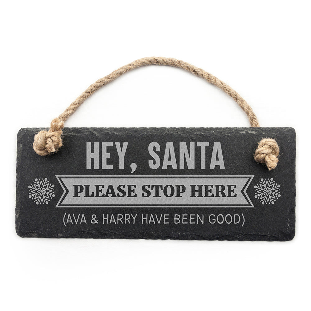 Personalised Hey Santa! Slate Hanging Sign - treat-republic