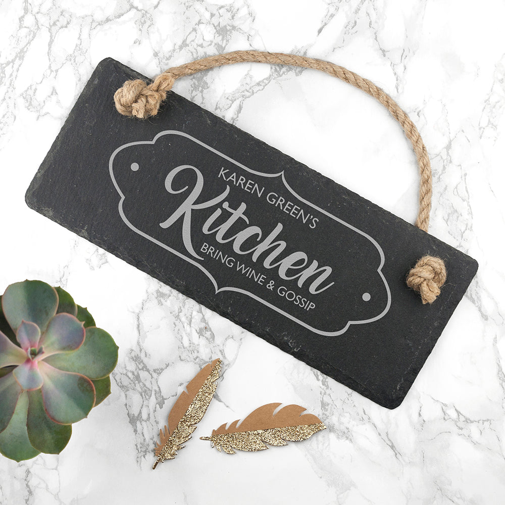 Personalised Our Kitchen Slate Hanging Sign - treat-republic