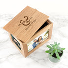 Personalised Classic Mr & Mrs Midi Oak Photo Cube Keepsake Box - treat-republic