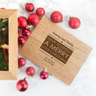 Personalised Merry Christmas Midi Oak Photo Cube Keepsake Box - treat-republic