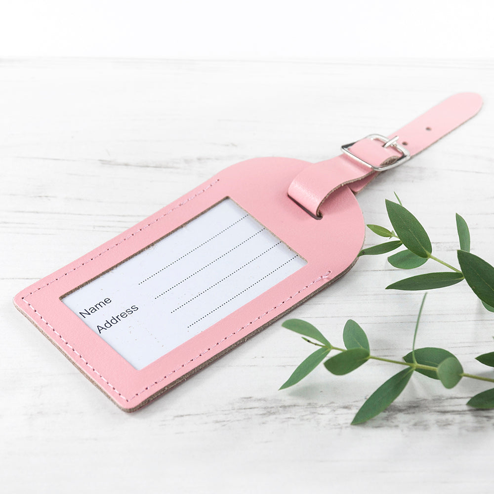Personalised Pastel Pink Foiled Leather Luggage Tag - treat-republic