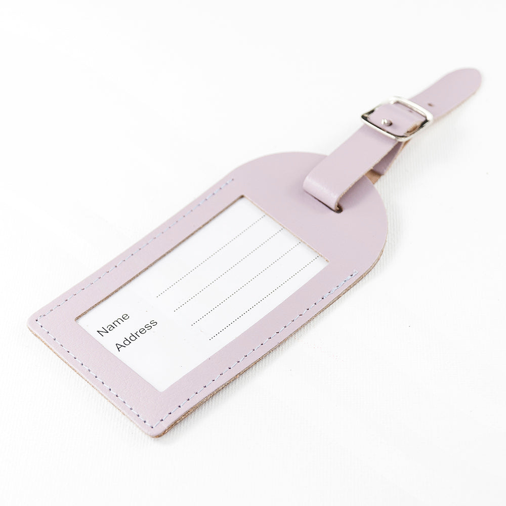 Personalised Lilac Foiled Leather Luggage Tag - treat-republic