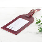Personalised Burgundy Foiled Leather Luggage Tag - treat-republic