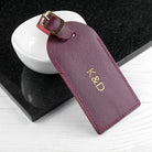 Personalised Burgundy Foiled Leather Luggage Tag - treat-republic