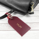 Personalised Burgundy Foiled Leather Luggage Tag - treat-republic