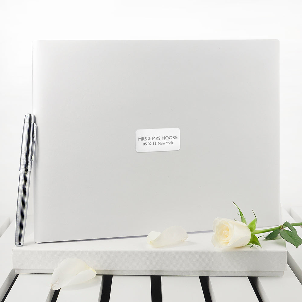 Personalised White Leather Wedding Guest Book - treat-republic