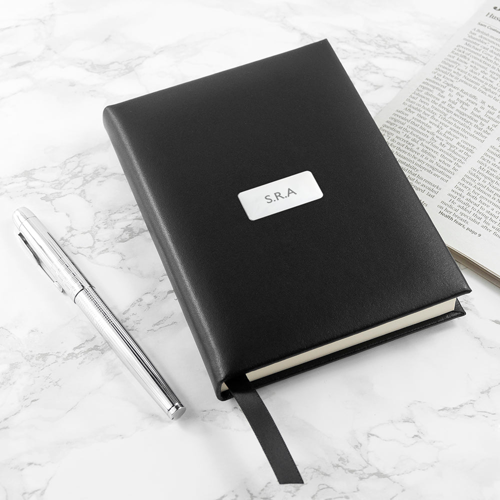 Personalised Black Leather Notebook - treat-republic