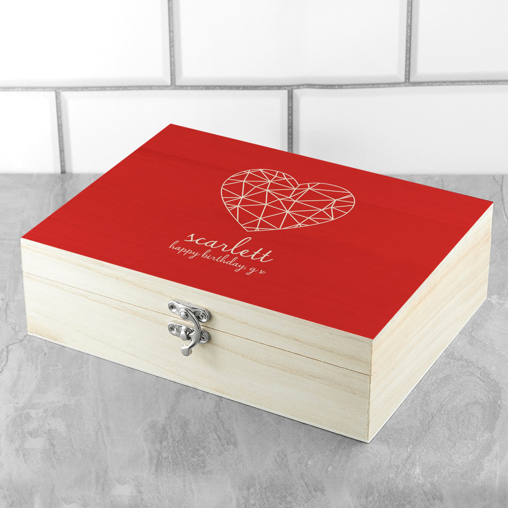 Personalised Geometric Heart Tea Box - treat-republic