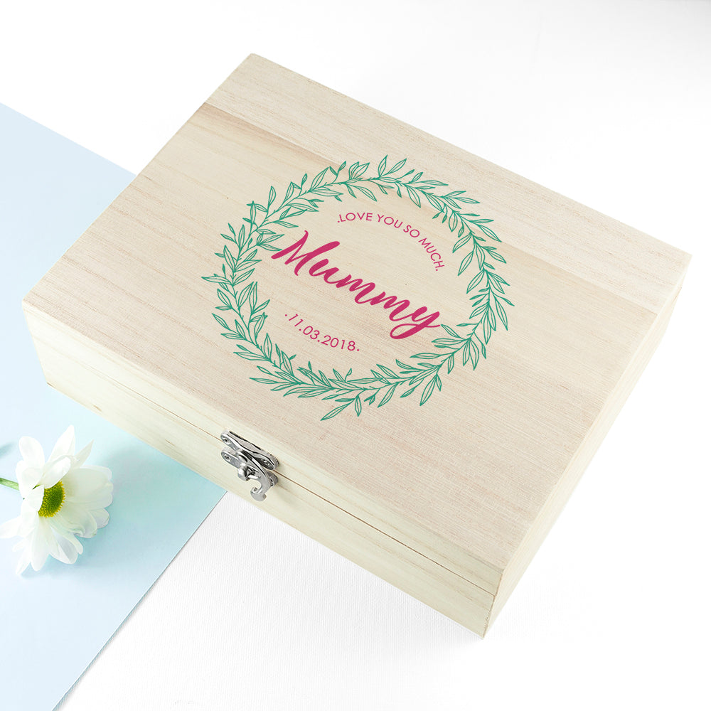 Personalised Leaf Wreath Mother's Day Tea Box - treat-republic