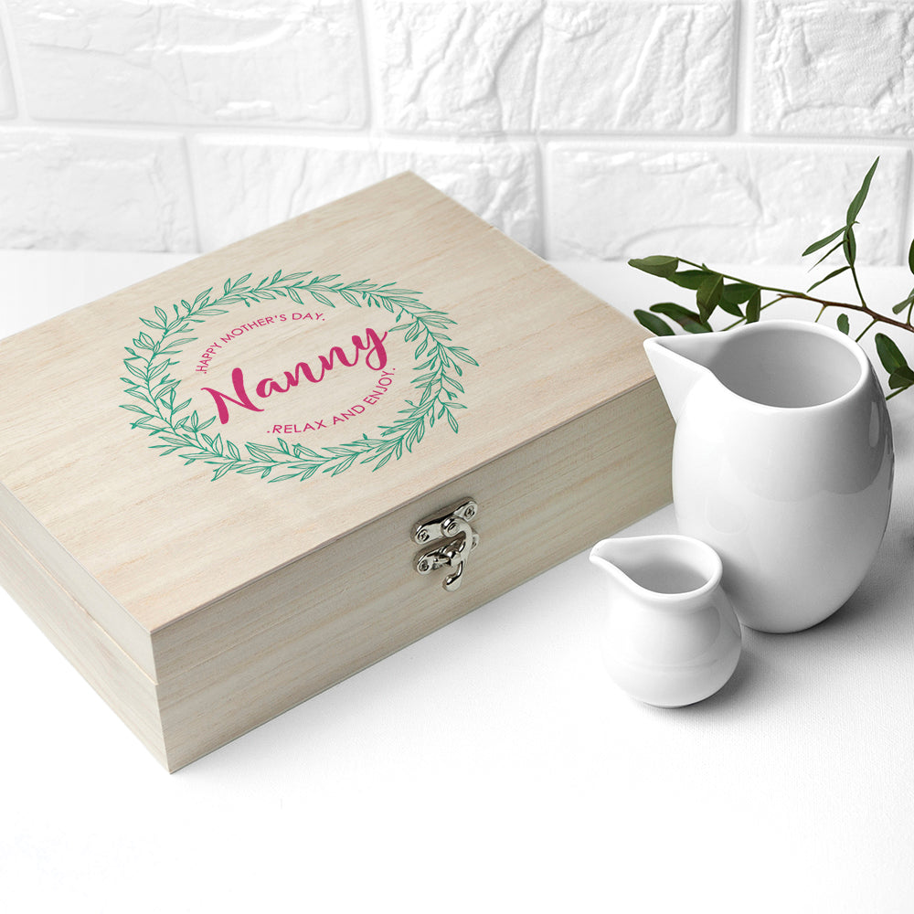 Personalised Leaf Wreath Mother's Day Tea Box - treat-republic