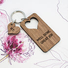 Personalised Heart Shape Walnut Keyring - treat-republic