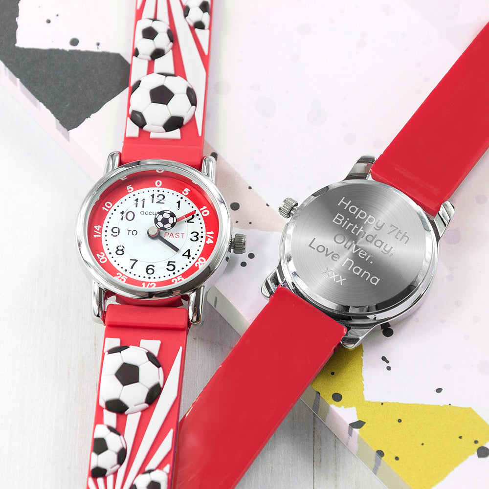 Kids Personalised Red Football Watch - treat-republic