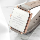 Elie Beaumont Personalised Ladies Shell Grey Square Leather Watch - treat-republic