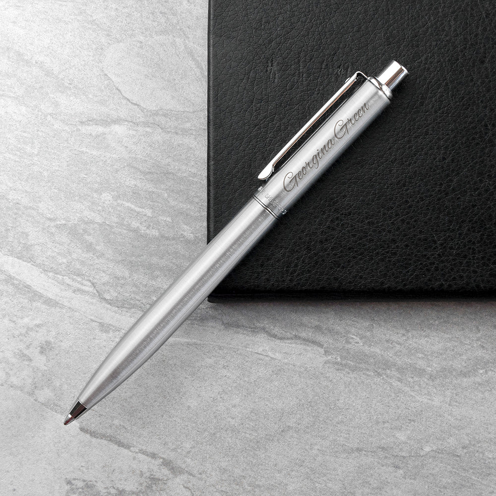 Personalised Sheaffer Brushed Chrome Pen - treat-republic