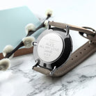 Elie Beaumont Ladies Personalised Leather Watch In Grey & Silver - treat-republic