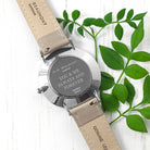 Elie Beaumont Ladies Personalised Leather Watch In Grey & Silver - treat-republic