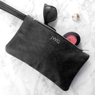 Monogrammed Black Leather Clutch Bag - treat-republic