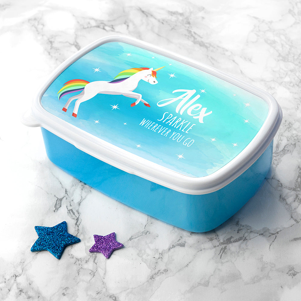 Personalised Rainbow Unicorn Lunch Box - treat-republic