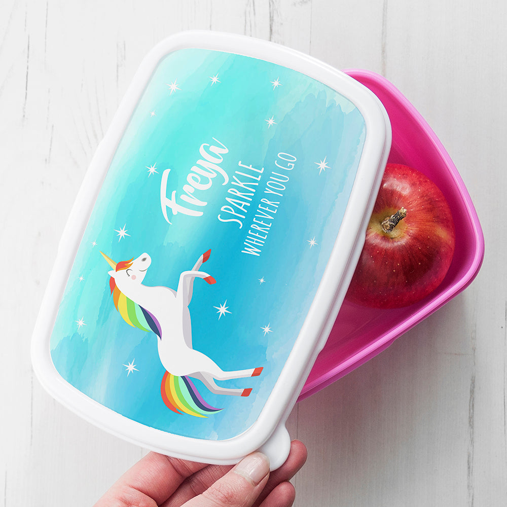 Personalised Rainbow Unicorn Lunch Box - treat-republic