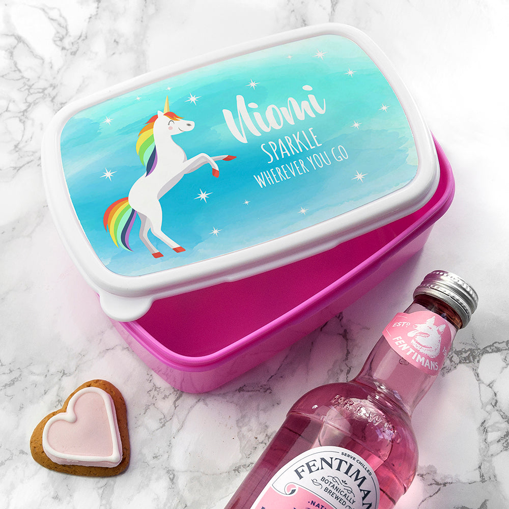 Personalised Rainbow Unicorn Lunch Box - treat-republic