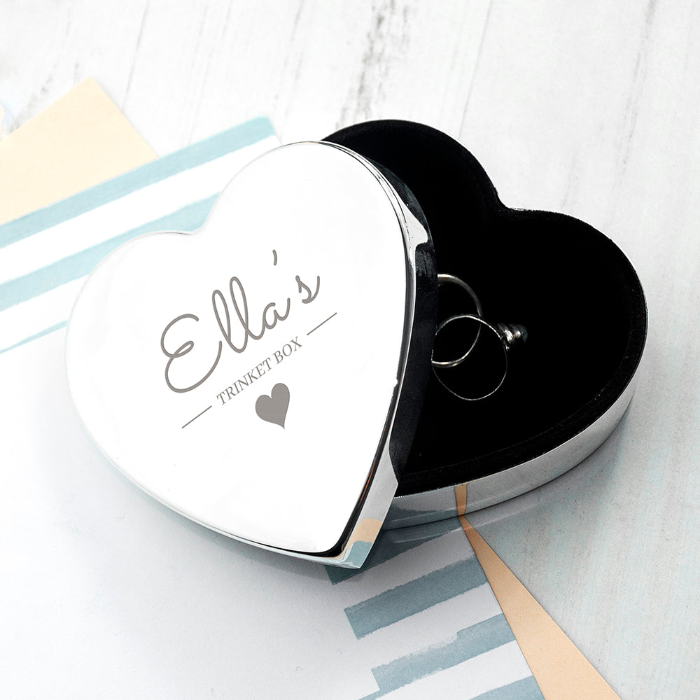 Personalised Contemporary Silver Heart Trinket Box - treat-republic