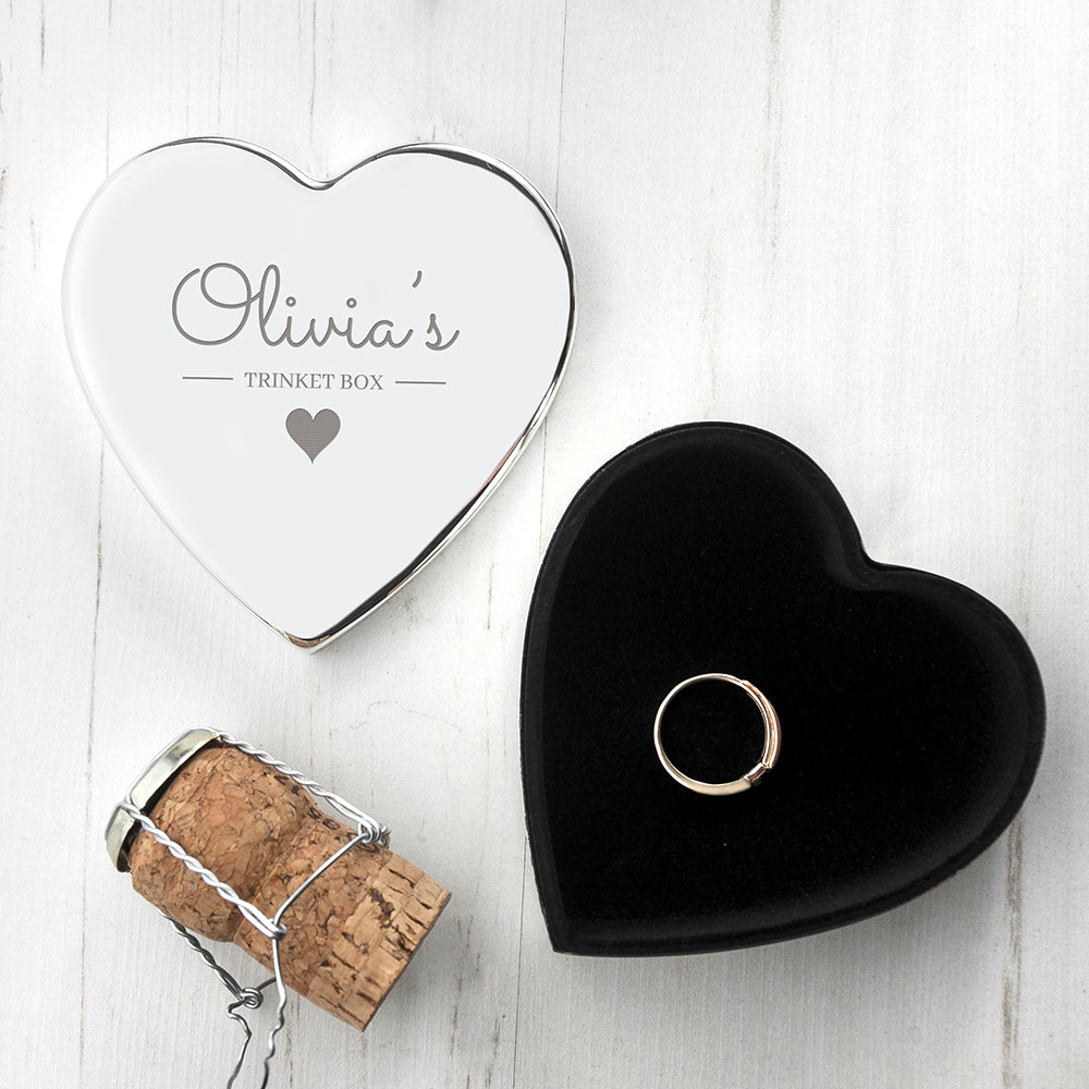 Personalised Contemporary Silver Heart Trinket Box - treat-republic
