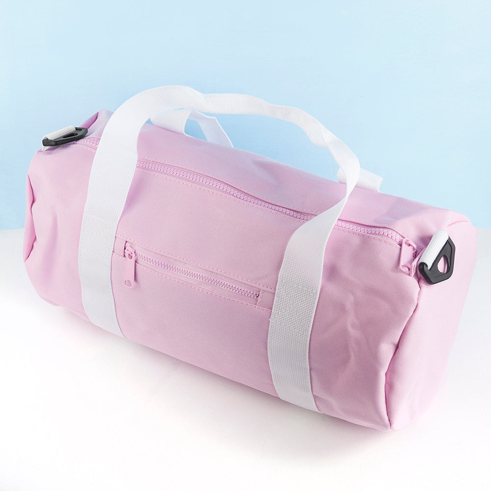 Monogrammed Barrel Gym Bag in Pink - treat-republic