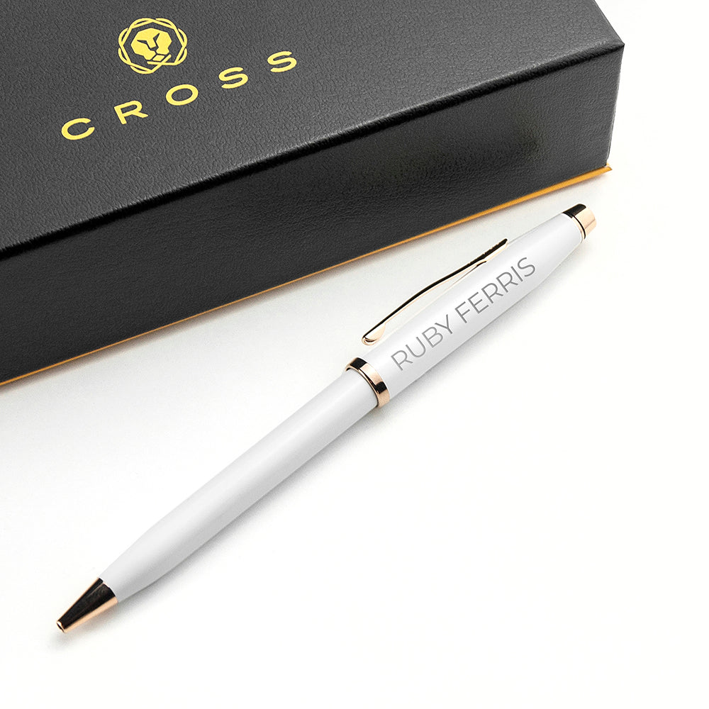 Personalised Cross Century II Pen in White - treat-republic