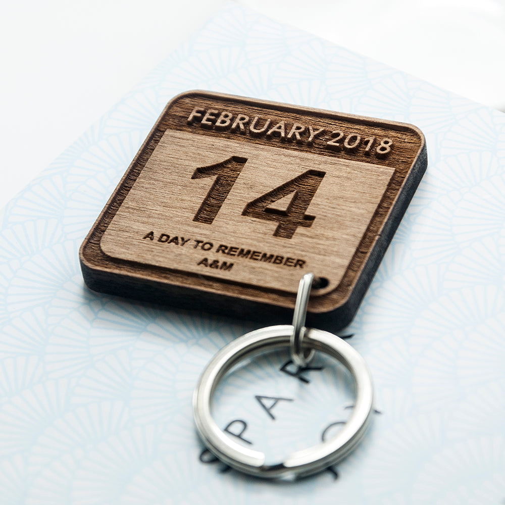 Personalised Special Calendar Day Square Keyring - treat-republic