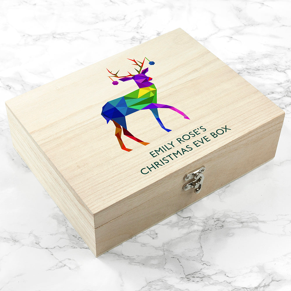 Personalised Geometric Reindeer Christmas Eve Box - treat-republic