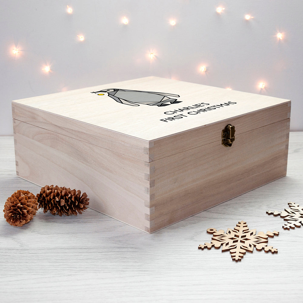 Personalised Baby Penguin First Christmas Box - treat-republic