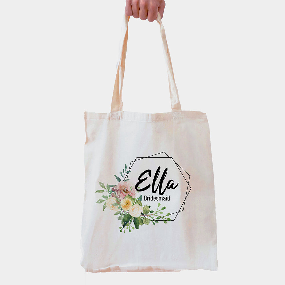 Personalised Geometric Hexagonal Wreath Tote Bag - treat-republic
