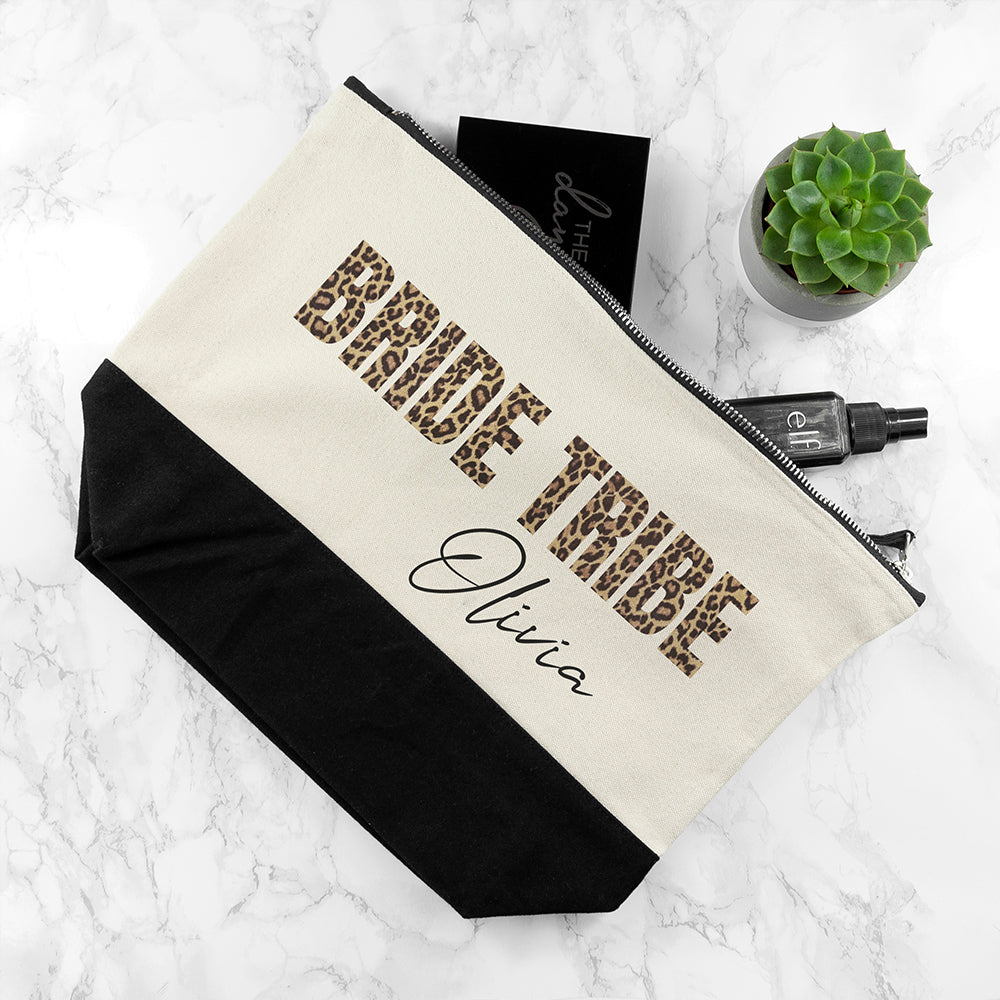 Personalised Bride Tribe Animal Print Makeup Bag - treat-republic