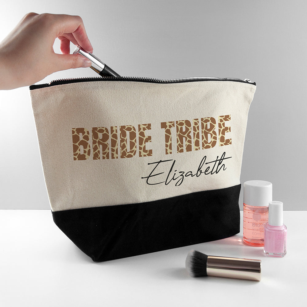 Personalised Bride Tribe Animal Print Makeup Bag - treat-republic