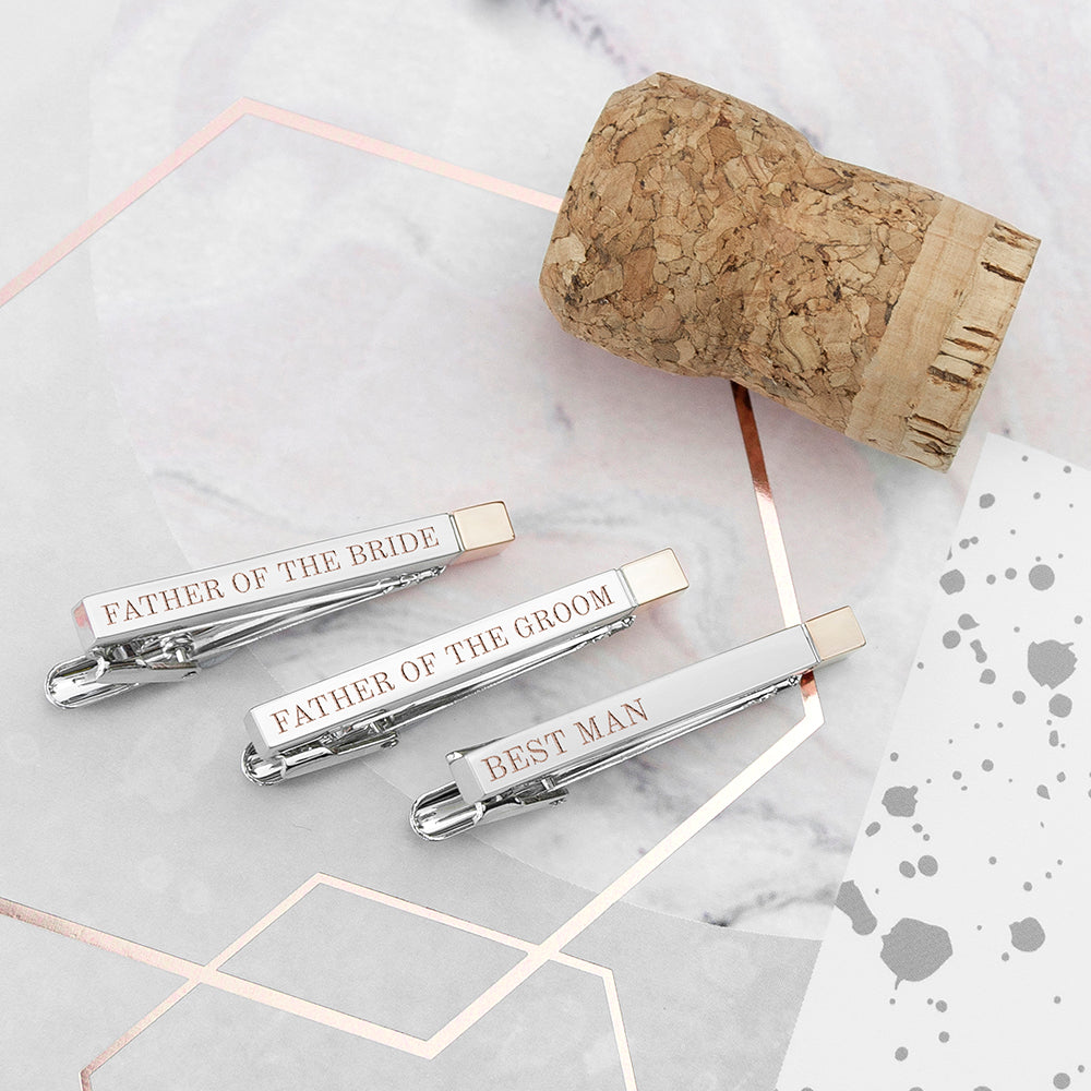 Personalised Bridal Party Two Tone Tie Clip - treat-republic