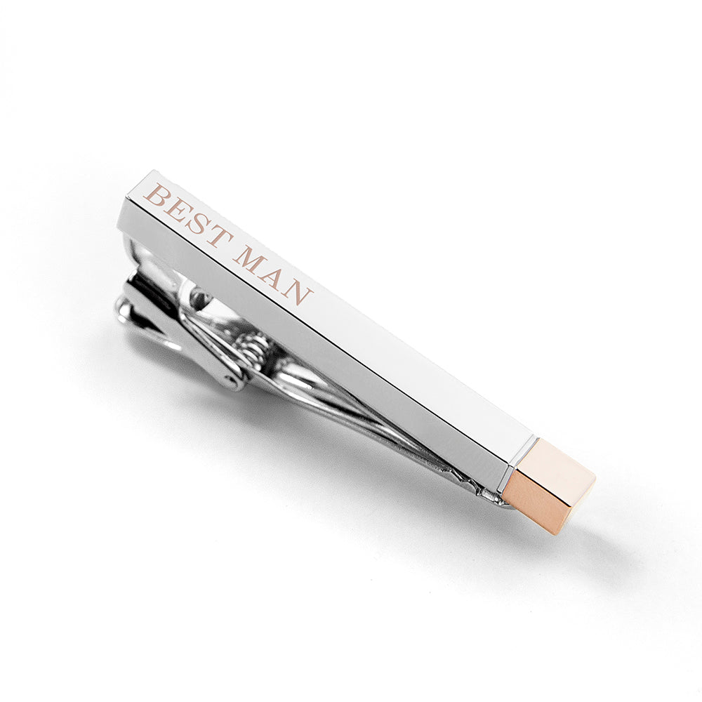 Personalised Bridal Party Two Tone Tie Clip - treat-republic