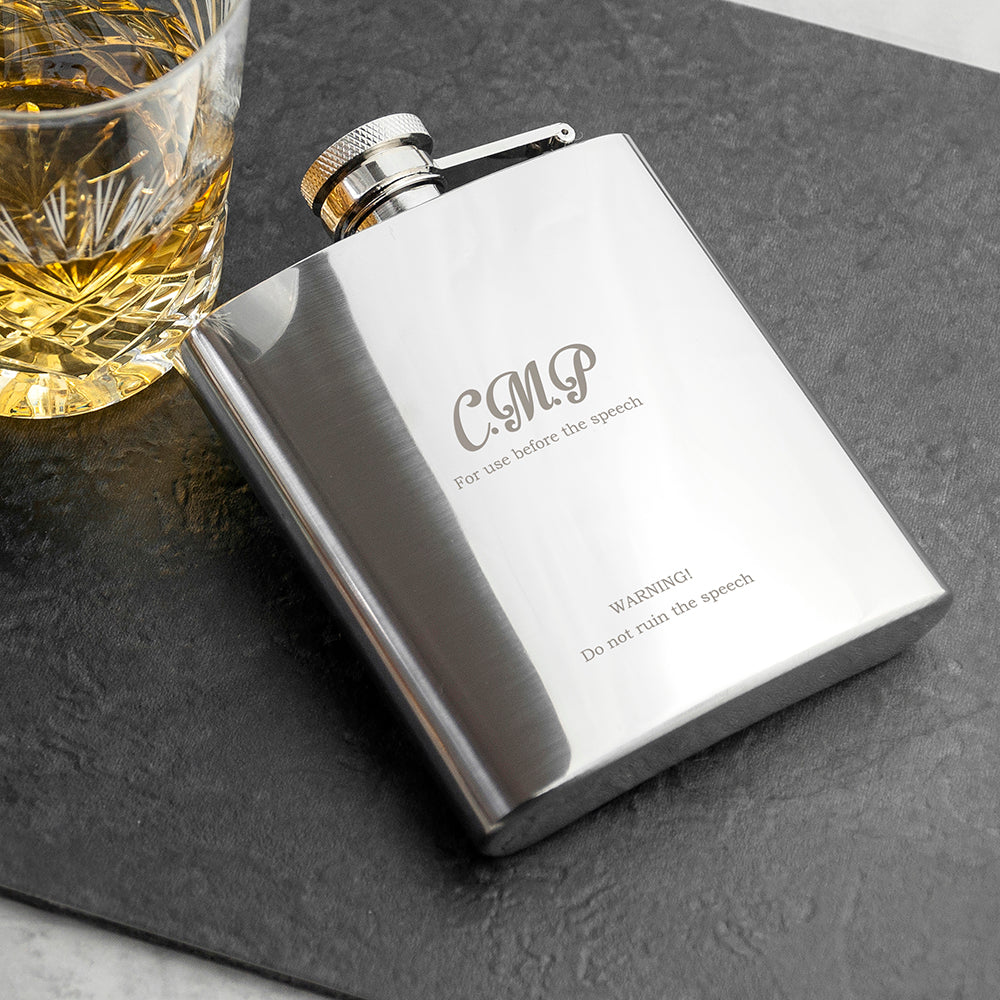 Double 6oz Leather Hip Flask in Cognac | Aspinal of London