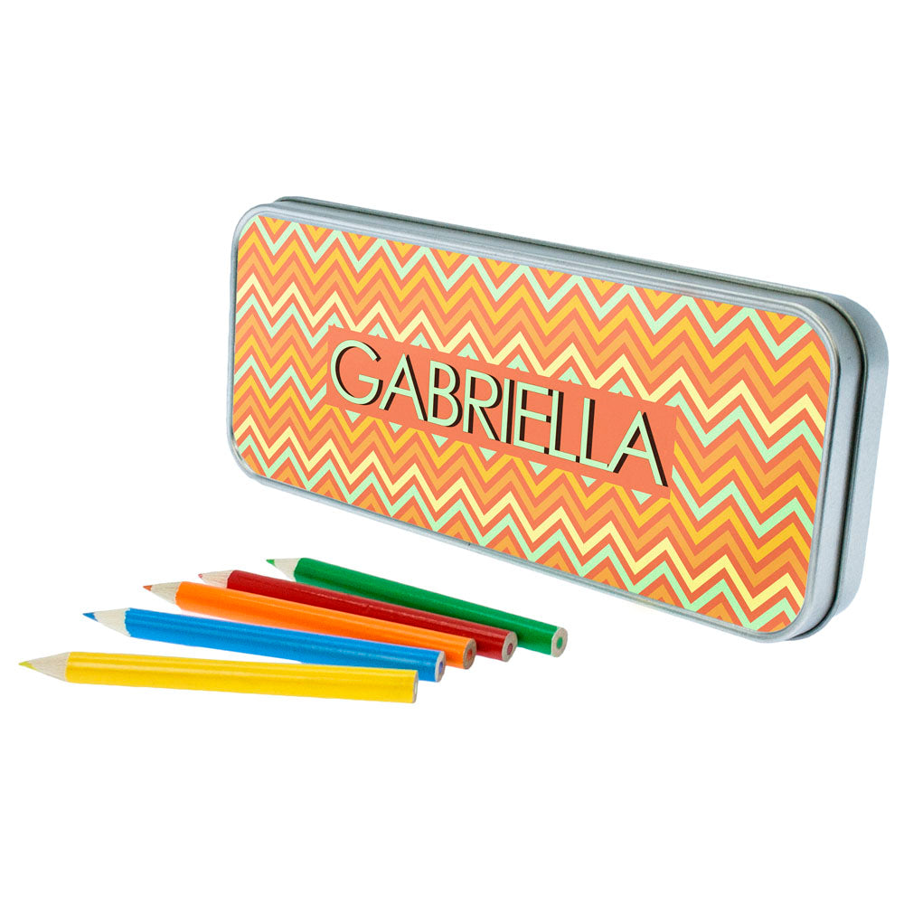 Orange Chevron Pattern Pencil Case - treat-republic