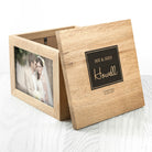 Contemporary Mr & Mrs Oak Photo Keepsake Box - treat-republic