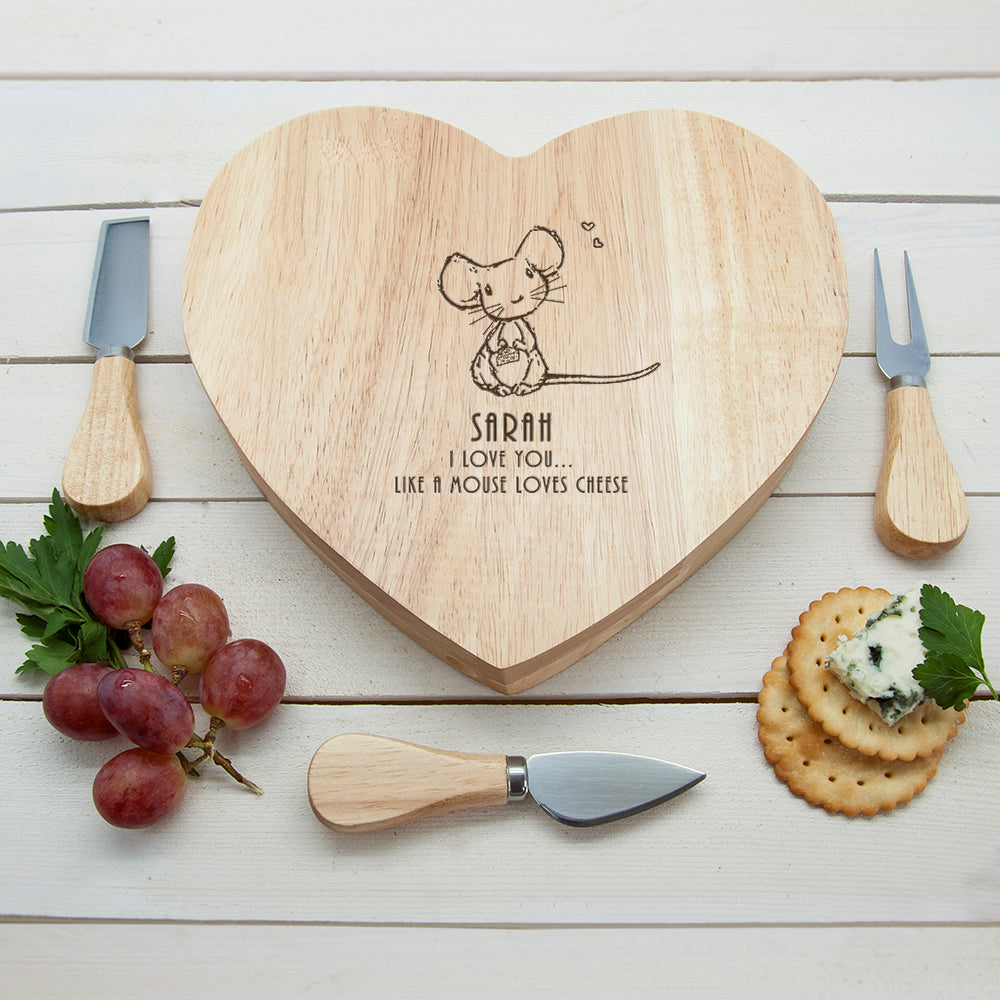 'Like A Mouse Loves Cheese' Romantic Heart Cheese Board - treat-republic