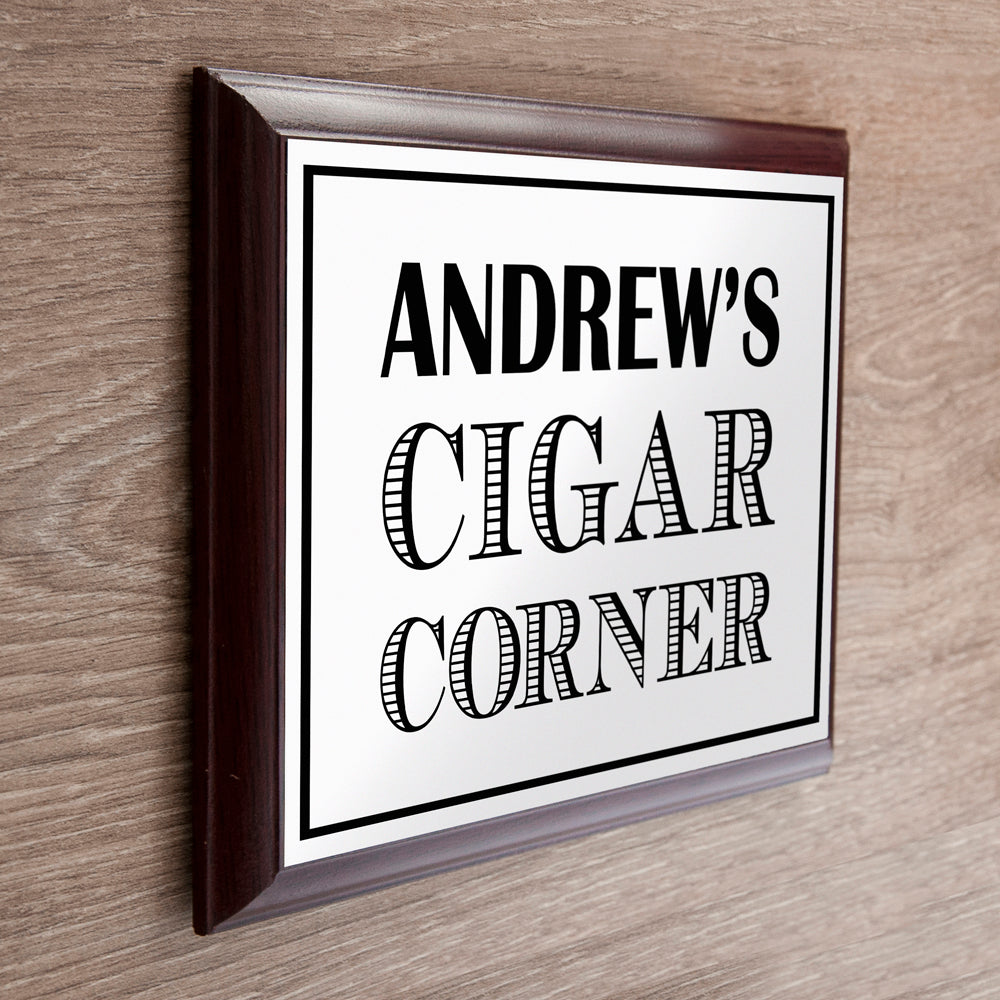 Personalised Art Deco Cigar Corner Plaque - treat-republic