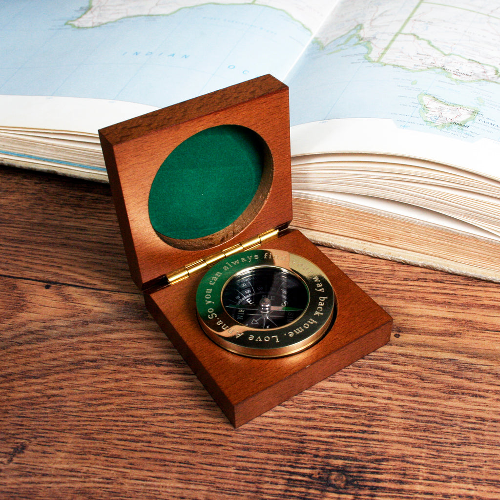 Personalised Brass Traveller's Compass - treat-republic