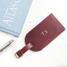 Personalised Burgundy Foiled Leather Luggage Tag - treat-republic