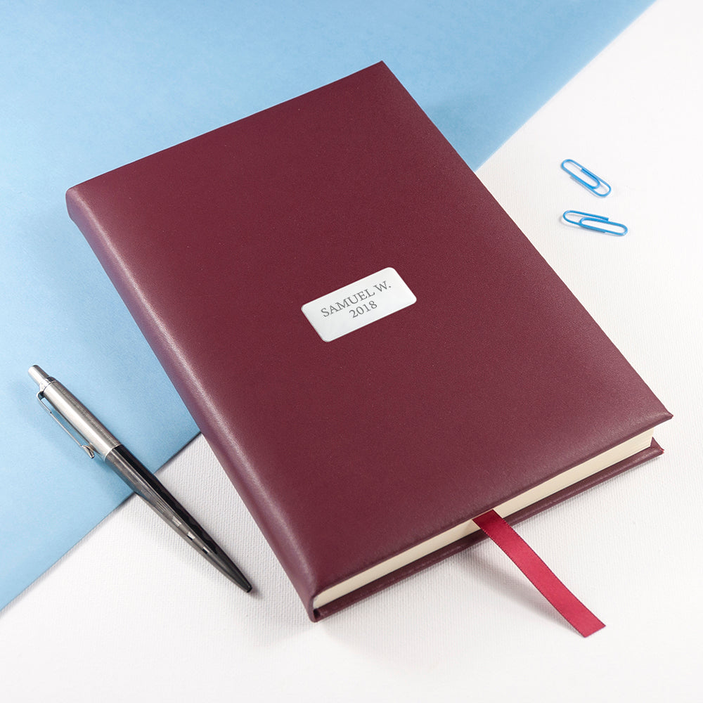 Personalised Burgundy Leather Notebook - treat-republic