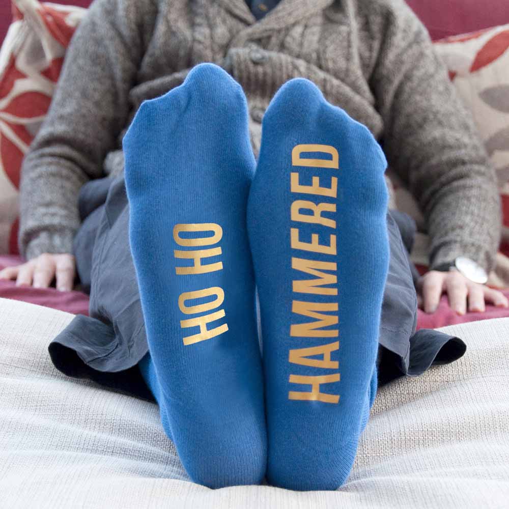 Personalised Cobalt Blue & Canary Yellow Christmas Day Socks - treat-republic