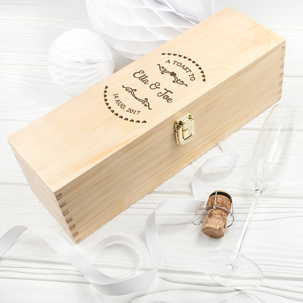 Personalised Couple Name In Heart Frame Wine Box - treat-republic