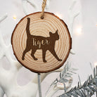 Personalised Engraved Cat Silhouette Christmas Tree Decoration - treat-republic