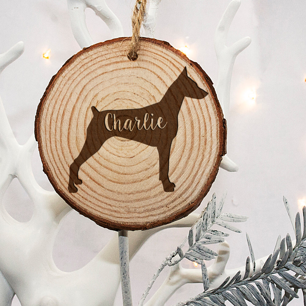 Personalised Engraved Dog Silhouette Christmas Tree Decoration - treat-republic