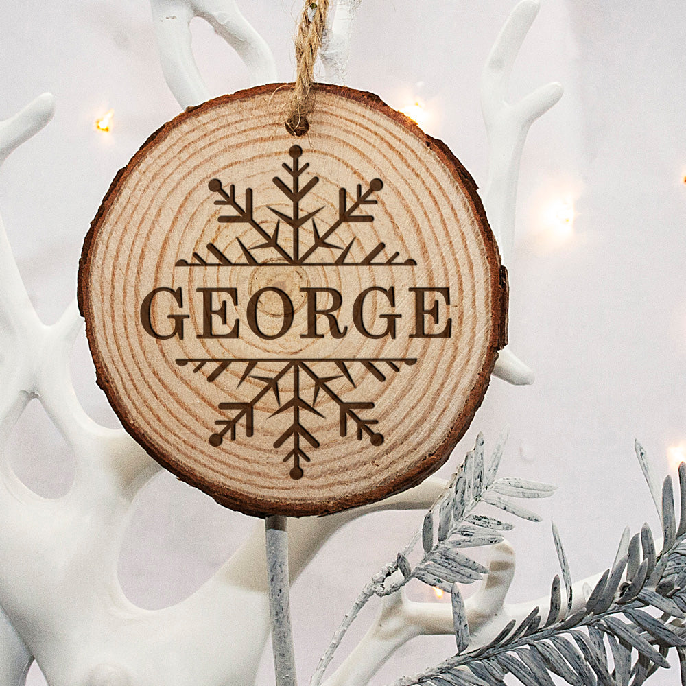 Personalised Engraved Snow Flake Christmas Tree Decoration - treat-republic